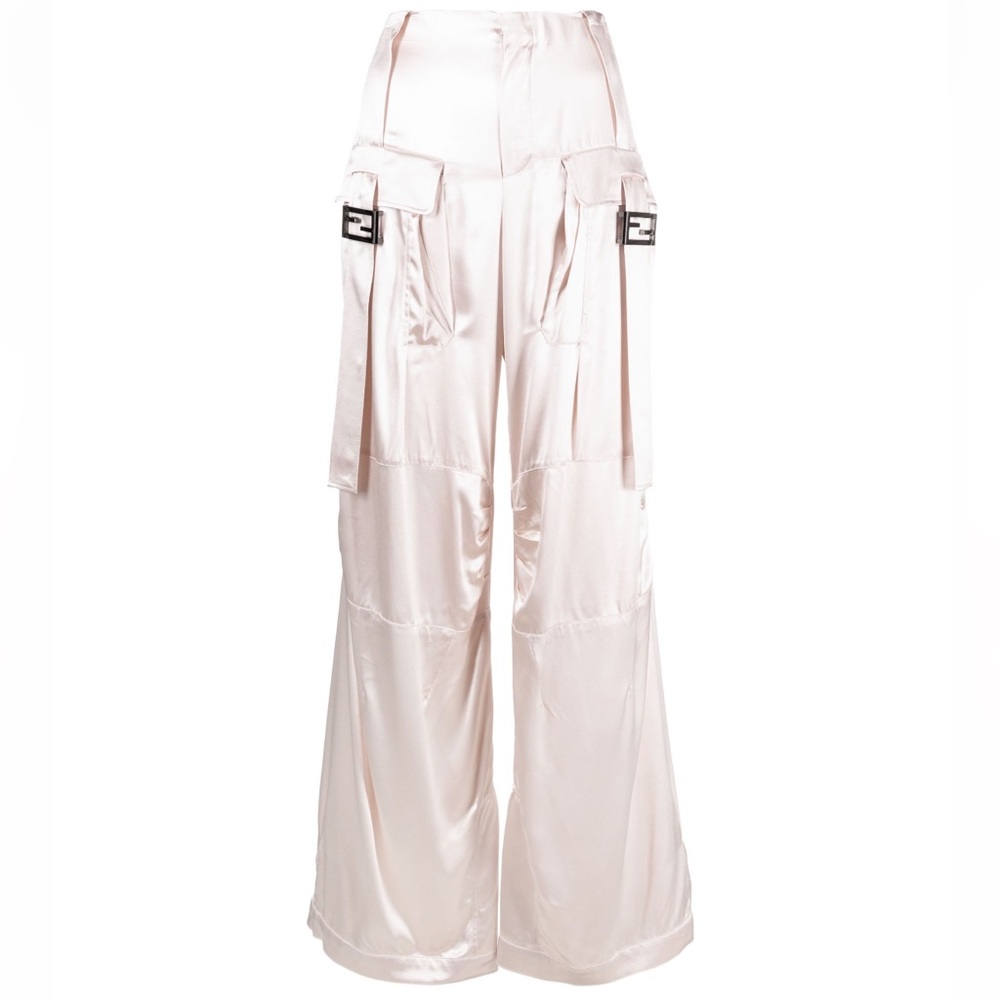 Fendi FF Baguette Buckle Embellished Satin Cargo Pants - Picture 6 of 17